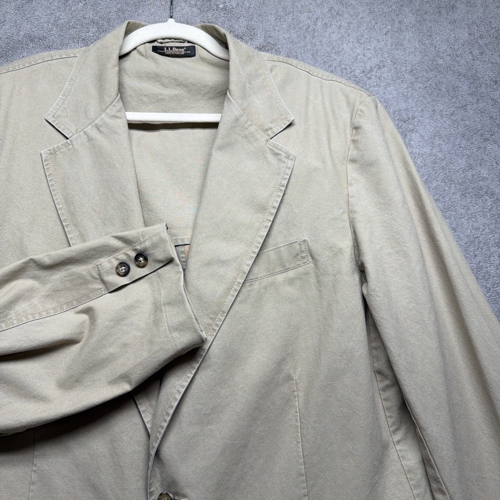 LL Bean Mens Khaki Blazer 42R Travel Easy Care Sport Coat Jacket